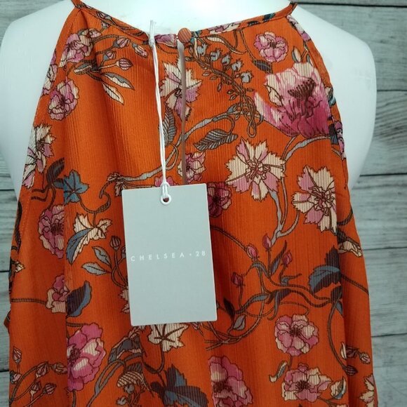 NEW Chelsea 28 XL Tiered Chiffon Fit & Flare Dress in Orange Floral - Picture 10 of 15